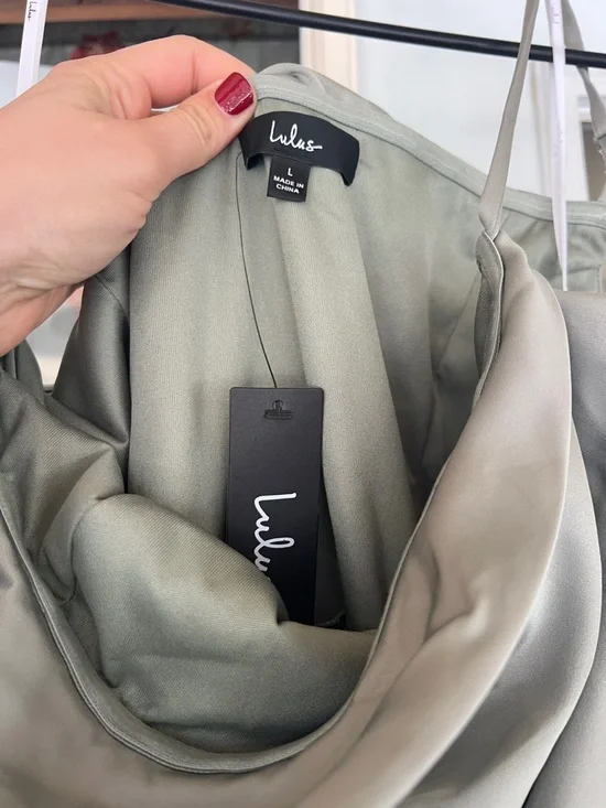 Sage One-Shoulder Asymmetrical Slit Evening Dress - Picture 4 of 4